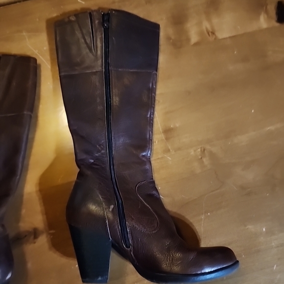 BOC Tall Leather Riding Boots with Heel + Zipper - Brown - Women's 6 - Picture 6 of 10
